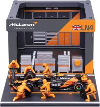 Bburago - Игровой набор «Пит-стоп McLaren MCL38 2024 #4 Норрис» с диорамой, масштаб 1:43, арт. 277055