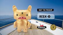 Fuggler Gold Fuggs 22 cm Plush Toy (Reeko - fully gold) by ZURU - Funny Ugly Monster Cuddly Toy with Human-like Teeth, Crazy Collectible for Kids, Teens