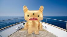 Fuggler Gold Fuggs 22 cm Plush Toy (Reeko - fully gold) by ZURU - Funny Ugly Monster Cuddly Toy with Human-like Teeth, Crazy Collectible for Kids, Teens