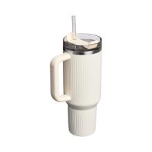 Термокружка с трубочкой The Quencher H2.0 Fluted Tumbler 1,18 л в глянцевом кремовом цвете