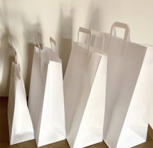 Basic S White Paper Bag Art.P50902 Бумажный пакет с ручкой 19 x 8 x 25 cм