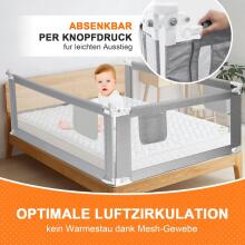 Bed Rail Art.278758 Grey Защитный бортик для кровати, 200 см, защитный барьер для детей
