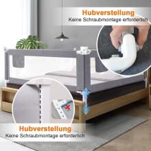 Bed Rail Art.278758 Grey Защитный бортик для кровати, 200 см, защитный барьер для детей