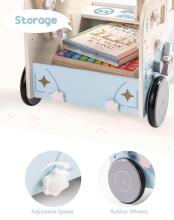 Robud Wooden Walker Multifunctional Art.278767 Koka daudzfunkcionāls bērnu staigulītis ar riteņiem un klucīšiem, rotaļu aprīkojums