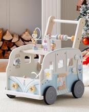 Robud Wooden Walker Multifunctional Art.278767 Koka daudzfunkcionāls bērnu staigulītis ar riteņiem un klucīšiem, rotaļu aprīkojums