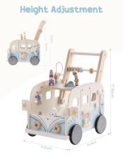 Robud Wooden Walker Multifunctional Art.278767 Koka daudzfunkcionāls bērnu staigulītis ar riteņiem un klucīšiem, rotaļu aprīkojums
