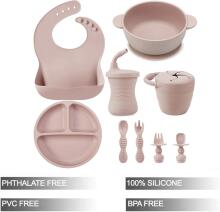PandaEar Silicone Baby Crockery Set Art.278869 Pink Набор посуды из силикона