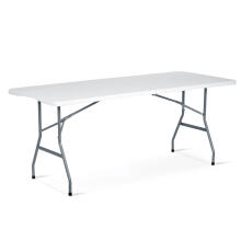 Dārza ēdināšanas komplekts saliekamais galds + 2 soli 180 cm Plonos baltā krāsā