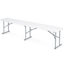Dārza ēdināšanas komplekts saliekamais galds + 2 soli 180 cm Plonos baltā krāsā