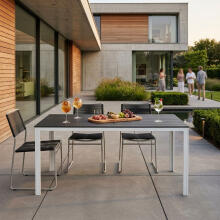 6-person garden table 156x78 cm polywood furniture for terrace gray white MultiGarden