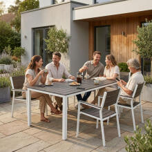 6-person garden table 156x78 cm polywood furniture for terrace gray white MultiGarden