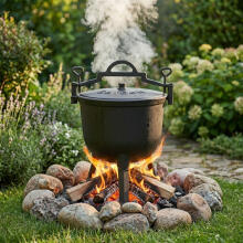 Enameled Cast Iron Cauldron 8L with Stand – Hunting Pot for Campfire & Grill MultiGarden