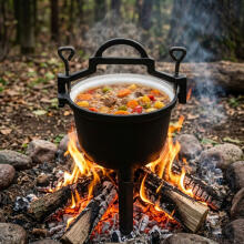 Cast iron enameled cauldron 10L standing hunting pot campfire grill MultiGarden