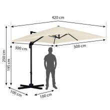 Salokāms dārza saulessargs 8 segmenti 420 cm ar pārvalku Plonos PL-883