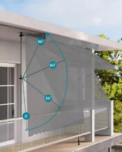 Balcony Sunshade Awning 300x120 cm, Height Adjustable, Waterproof with Hand Crank Grey MultiGarden