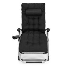 Garden beach lounger with cushion and headrest adjustable  black MultiGarden
