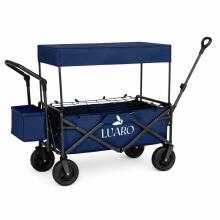 Ikonka Art.KX2841 LUARO pludmales transporta ratiņi saliekami ar nojumi un tīklu tumši zili
