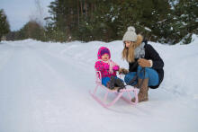 Sled metal with  handle to push - KUBUŚ - GREY