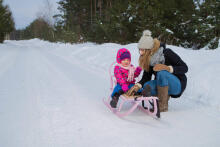 Sled metal with  handle to push - KUBUŚ - GREY
