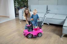 Ride-on car with handle - 614R - rubber wheels - PINK/BLACK