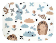Diaper - 23529 - FLANNEL PRINT - EGA -  JEŻYK I KRÓLIK - BLUE- size 70x80 cm
