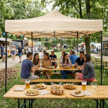 Automatic pop-up garden event pavilion canopy tent, 3x3 m, beige, MultiGarden