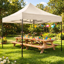 Automatic pop-up garden event pavilion canopy tent, 3x3 m, beige, MultiGarden