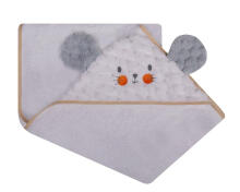 Bathing cover - 322 - TERRY - SOFT/CORAL  - BEAR / MOUSE  - size 100x100 - WHITE