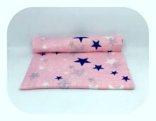 Diaper - 22003- TETRA PRINT - EGA - GWIAZDKI -NAVY BLUE / PINK - size 70x80 cm