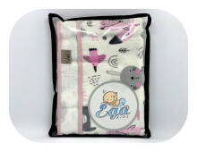 Swaddling blanket / Diper -20627 - two-layer - FLANNEL / TETRA - EGA - ZWIERZĘTA LEŚNE - PINK - size 80x80 cm
