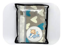 Swaddling blanket / Diper -21099 - two-layer - FLANNEL / TETRA - EGA - HEART - BLUE - size 80x80 cm