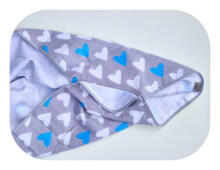 Swaddling blanket / Diper -21099 - two-layer - FLANNEL / TETRA - EGA - HEART - BLUE - size 80x80 cm