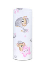 Autiņš - 28425 - FLANEĻA DRUKA - EGA - KOALA uz MĒNESS - ROZĀ - izmērs 70x80 cm