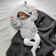 Blanket - ZAFFIRO - WOOL - NEVADA / BARANEK - GRAPHITE - size 75x100 cm
