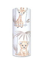 Diaper - 14039 - FLANNEL PRINT - EGA - ANIMALS on a  SWING - BEIGIE - size 70x80 cm