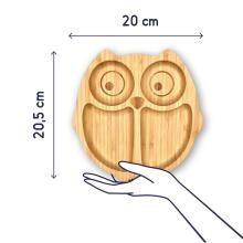 Bamboo Wood Plate Art.285595 Wooden plate with suction cup and compartments