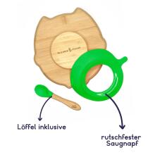 Bamboo Wood Plate Art.285595 Wooden plate with suction cup and compartments