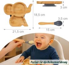 Bamboo Wood Plate Art.285615   Koka šķīvis ar piesūcekni un nodalījumiem