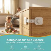 Homery Baby Cabinet Lock Art.285876 White Защита для выдвижных ящиков /холодильника,6 шт