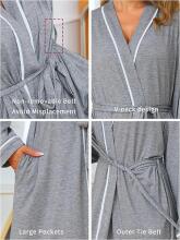 Italian Fashion Women Bathrobe Long Sleeve Art.285955 Grey  Халат для беременных