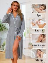 Italian Fashion Women Bathrobe Long Sleeve Art.285955 Grey  Халат для беременных