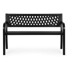 Garden bench with openwork backrest 120×50 cm, metal, park style, black, MultiGarden