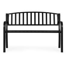 Garden bench with backrest 120×50 cm, metal, park style, black, MultiGarden
