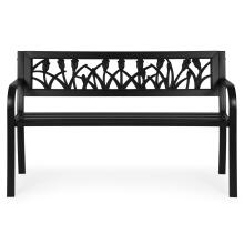 Garden bench with decorative backrest 120×50 cm, metal, park style, black, MultiGarden