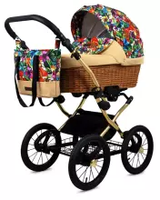 Babylux Classic Art.286135 Maroon Flowers  Детская классическая коляска 3 в 1