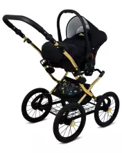 Babylux Margaret Gold Art.286152 Black Grey  Classic 3-in-1 baby stroller