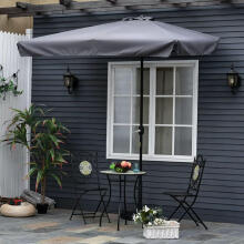 Large rectangular garden umbrella, tilt mechanism, crank handle, gray, 200x140 cm, MultiGarden
