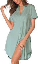 Italian Fashion Nightdress Art.286684 Light Green Ночная рубашка для беременных / кормления на пугвицах