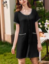 Italian Fashion Night Dress Art.287291 Grey/Black Ночная рубашка для беременных / кормления