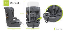 Autosēdeklis ROCKET graphite, 76-150 cm (non-Isofix)